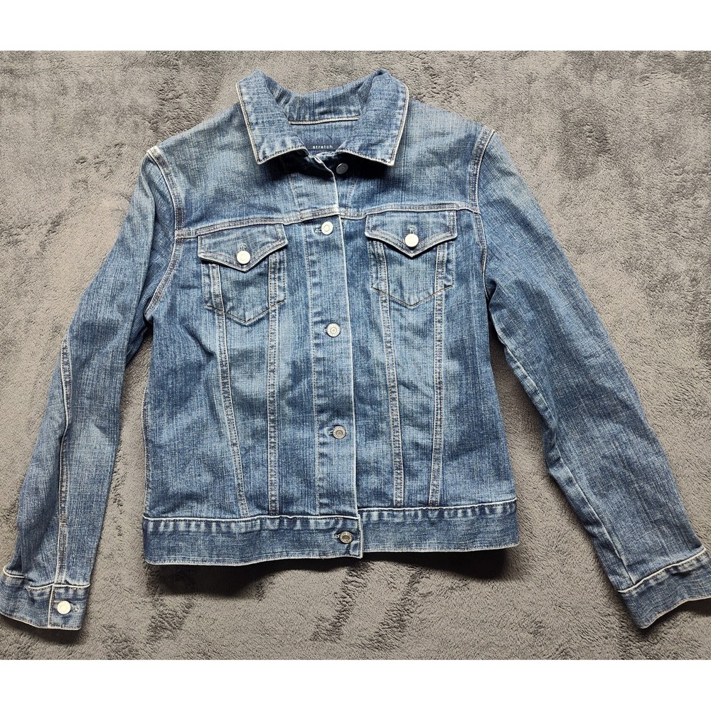 Gap stretch denim jacket LG women's classic blue Y2K timeless preppy TV costume